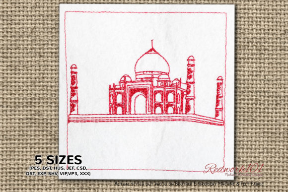 Taj Mahal Lineart: Elegant Embroidery for Gifts